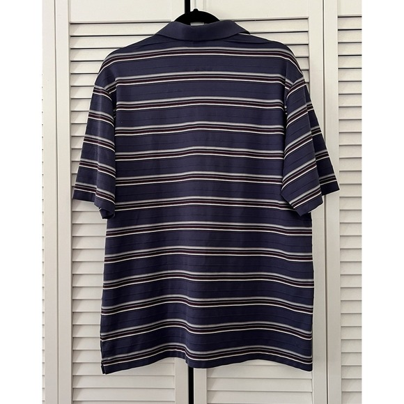 Tiger Woods Collection Polo Shirt Purple Burgundy Striped Nike Dry Fit Size L - Picture 4 of 10